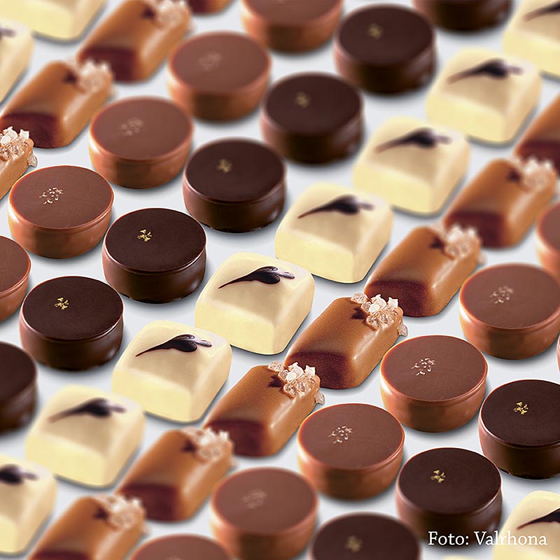 Valrhona Pralinen-Mischung, Sensation Classique, 4 Sorten, 1,6 kg, 160 St - Köstliche Pralinen in einer vielfältigen Mischung für Genießer