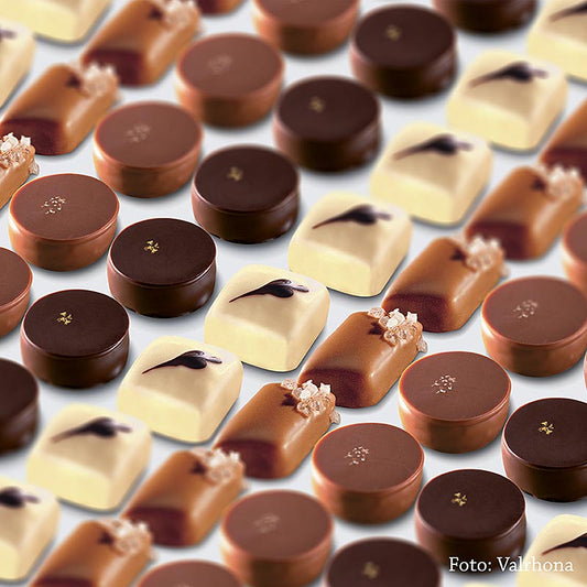 Valrhona Pralinen-Mischung, Sensation Classique, 4 Sorten, 1,6 kg, 160 St - Köstliche Pralinen in einer vielfältigen Mischung für Genießer