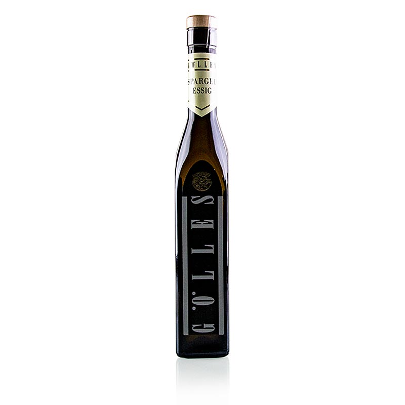 Flasche mit 250 ml Gölles Spargel Essig, 5% Säure, mit intensivem, fruchttypischem Geschmack, ideal für Spargel, Fisch, Gemüse und mediterrane Küche, harmoniert gut mit verschiedenen Ölsorten, auch als 5 Liter Bag in Box erhältlich, Artikel 52038
