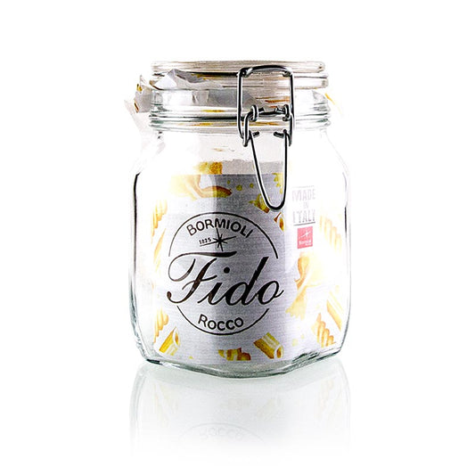WECK - Barattolo con chiusura a clip in filo metallico - Fido, 1 l, quadrato, con guarnizione in gomma, 1 pz