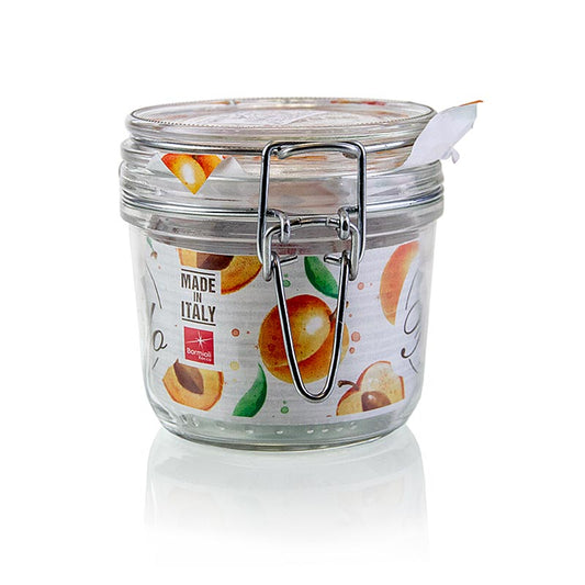 Ein hochwertiges Drahtbügelglas Terrine Fido mit einem Fassungsvermögen von 350 ml, ideal zum Einmachen, mit hygienischem Klappverschluss und Gummiabdichtung für einfache Handhabung