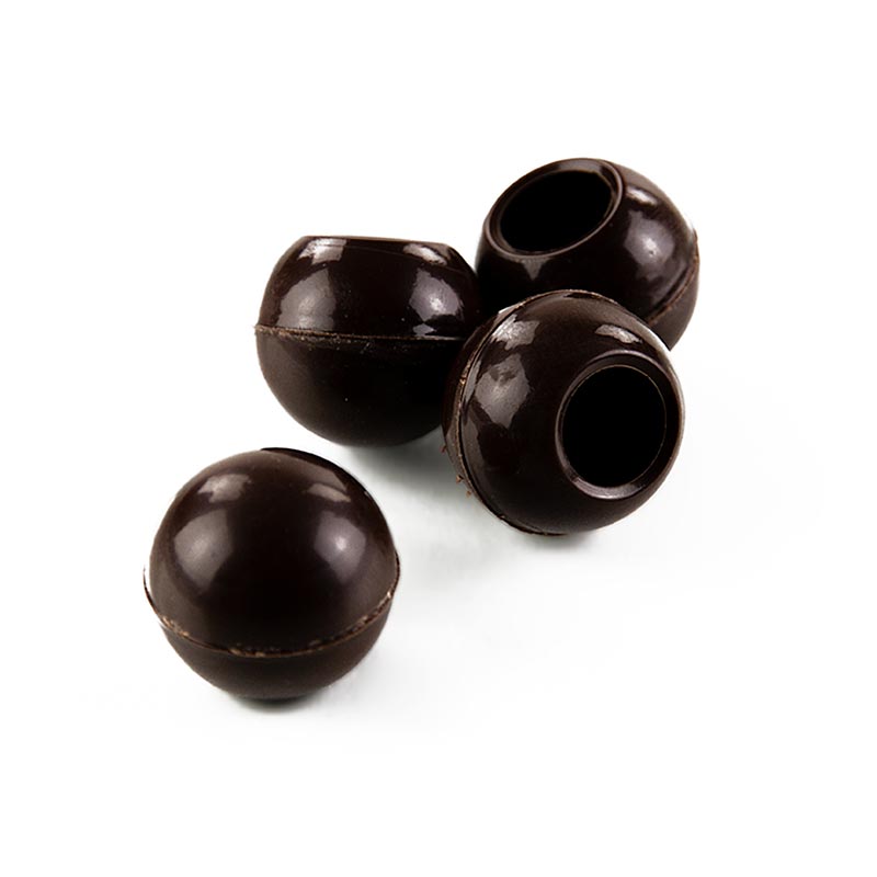 Truffle-filled hollow balls made of dark chocolate, 26mm in diameter, from Läderach, weighing 1644 kg, with 567 pieces (German)