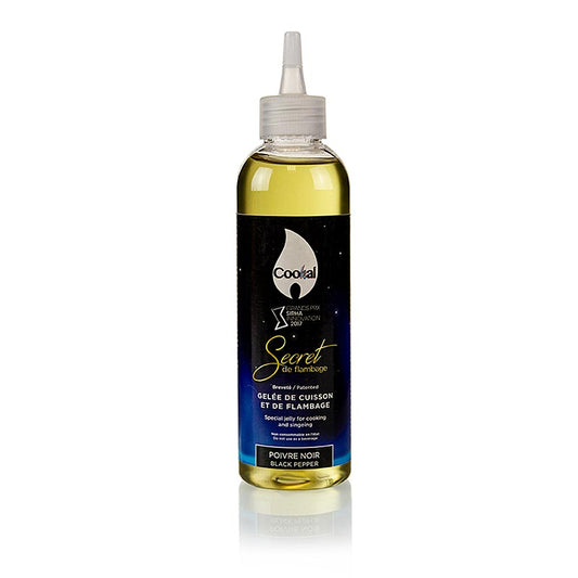 Flambage Poivre Noire (schwarzer Pfeffer) Flambiergel 200 ml - innovatives pflanzliches Gelee mit hohem Alkoholgehalt für das parfümieren und Flambieren von Gerichten am Tisch, ohne Alkohol- und Rauchrückstände