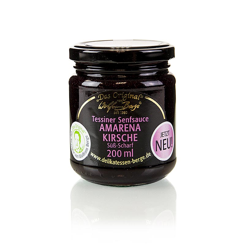 Original Tessiner Amarena Kirschen-Senf-Sauce, Wolfram Berge, 200 ml - Einzigartige Geschmackserlebnisse mit hochwertigen Gewürzen und Aromen
