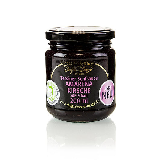 Original Tessiner Amarena Kirschen-Senf-Sauce, Wolfram Berge, 200 ml - Einzigartige Geschmackserlebnisse mit hochwertigen Gewürzen und Aromen