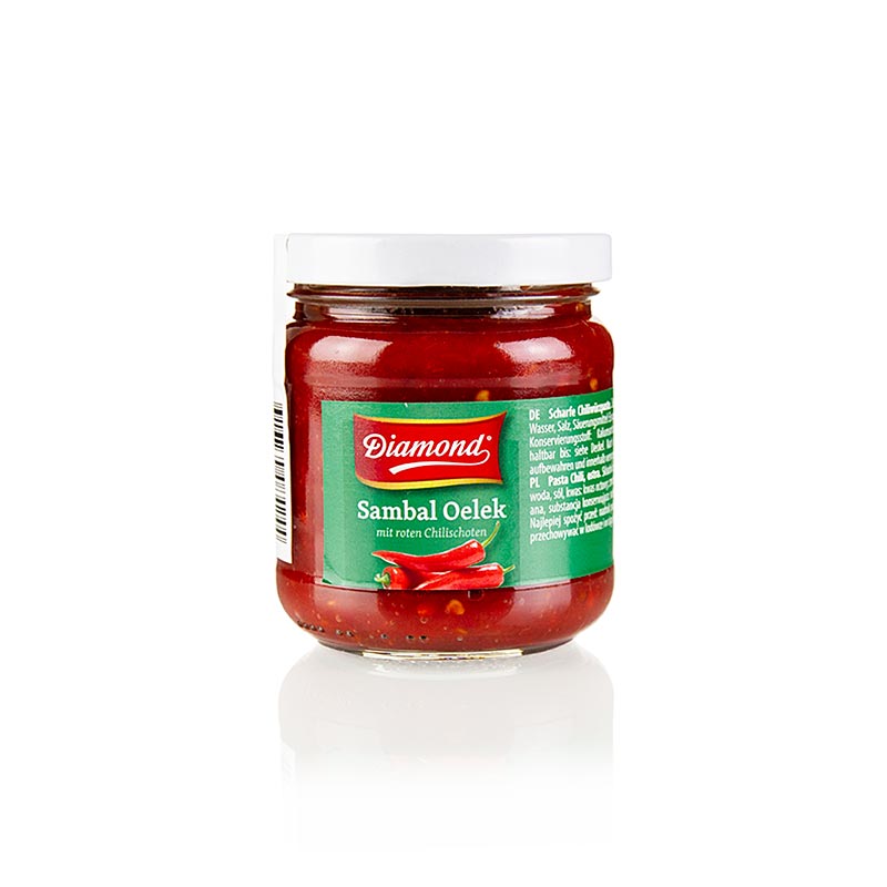 Sambal Oelek, Diamond, 200 g - indonesische scharfe Chilipaste mit Salz, Pfeffer und Gewürzen, enthält auch Chilischotenkerne