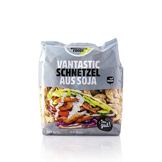 Soja Schnetzel, vegan, Vantastic Foods, 250 g - Extrudiertes Soja-Fleisch, ohne Gentechnik, für vegetarische Gerichte geeignet