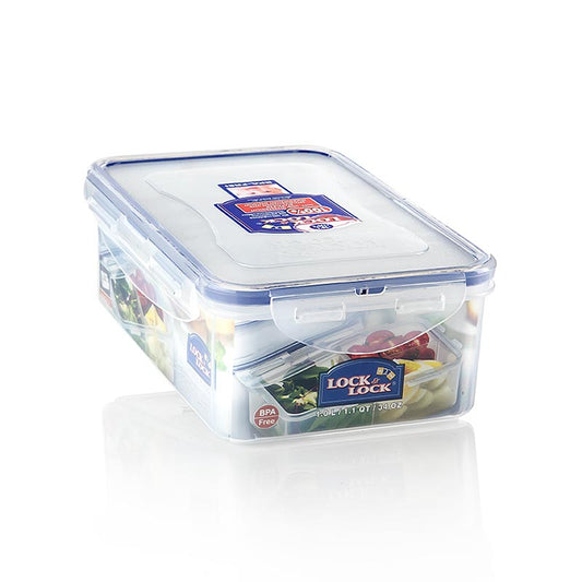 Frischebox Lock & Lock, 1 l, klassisch, rechteckig, mit 3 Fächern, luftdichte Aufbewahrung von Lebensmitteln, aus robustem Plastik, modernes Design, passt in jede Küche