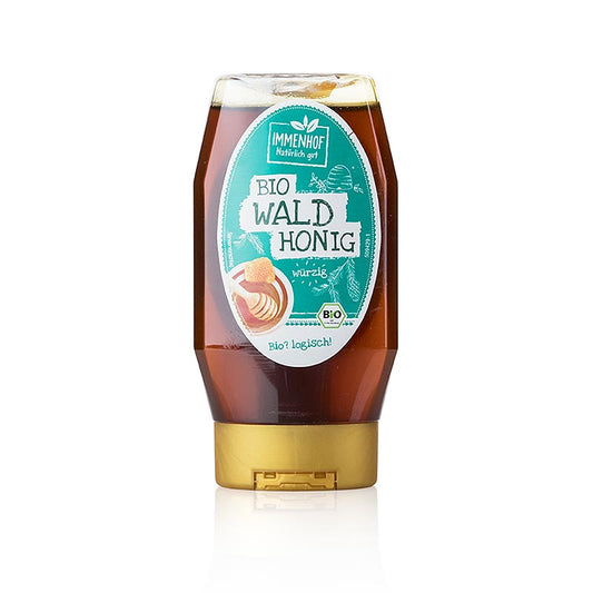Bio-Waldhonig in praktischer Squeeze-Flasche für einfaches Dosieren und unverfälschten, naturbelassenen Geschmack Ideal zum Süßen von Tee, Joghurt oder Brot