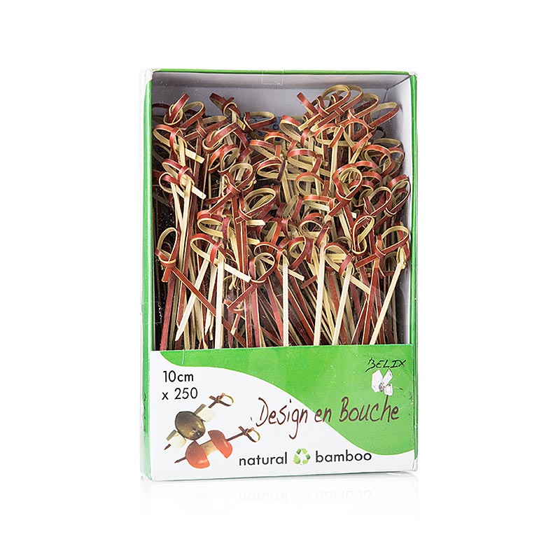 Pics en bambou, avec extrémité à noeud, rouge, 10cm, 250 pcs