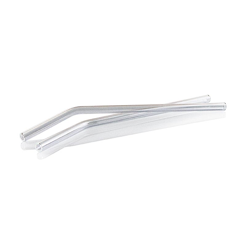 Glas-Trinkhalme, gebogen, ø8mm (1,1mm Wand), 21cm, 50 St