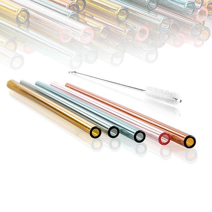 Glas-Trinkhalme, gerade & bunt, ø8mm (1,5mm Wand), 24cm, 50 St