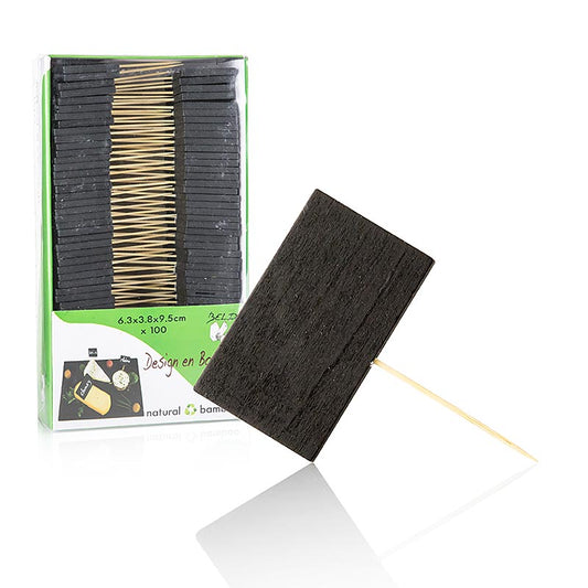 Holz-Spieße, mit Schiefertafel, 6,3x3,8cm, 100 St
