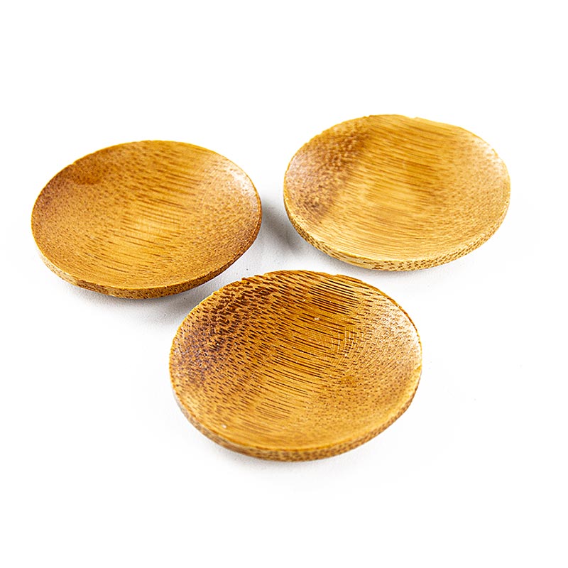 Bol en bambou réutilisable brun, rond, Ø 6cm, lavable au lave-vaisselle, 25 pcs