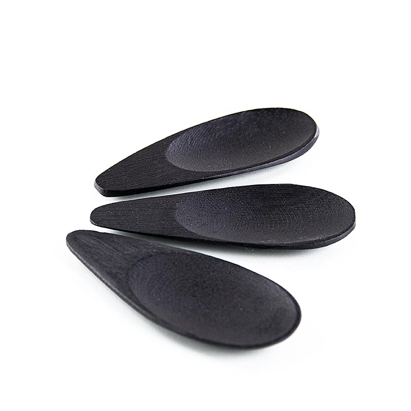 Mehrweg Bambusschale in Löffelform, schwarz, 10x3,8cm, spülmaschinenfest, 25 St