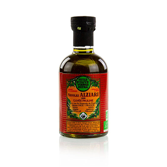 Natives Olivenöl Extra, Cuvée Pauline (Intensiv), Alziari, BIO, 200 ml - Hochwertiges Bio-Olivenöl aus intensiv-fruchtigen Oliven, ideal zum Verfeinern von Gerichten