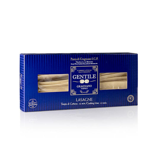 Pastificio Gentile Gragnano IGP - Lasagne Platten, 500 g - Hochwertige italienische getrocknete Nudeln aus 100% Hartweizengrieß, hergestellt nach den hohen Qualitätsstandards des Gragnano IGP, ohne Konservierungsstoffe und andere Zusatzstoffe, perfekt als Teil eines leckeren Gerichts oder als Snack