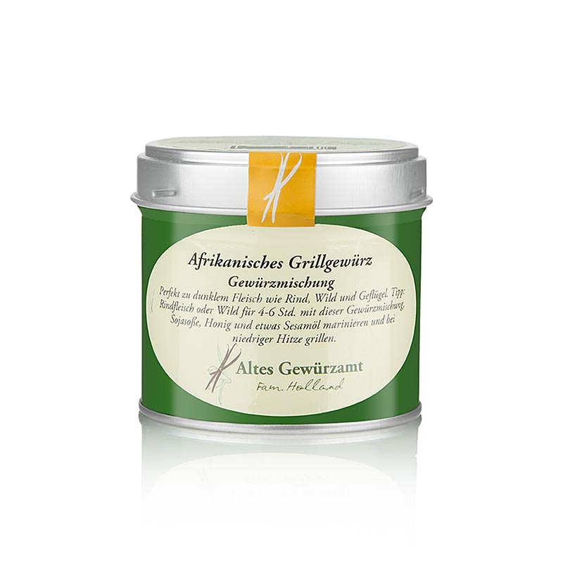 Afrikanisches Grillgewürz, Gewürzmischung, Altes Gewürzamt, 75 g - Eine aromatische Mischung mit Pfeffer, Orangenblüten, Zimt und Kardamom, perfekt zu dunklem Fleisch, Geflügel, Kohlgemüse und Weißkraut