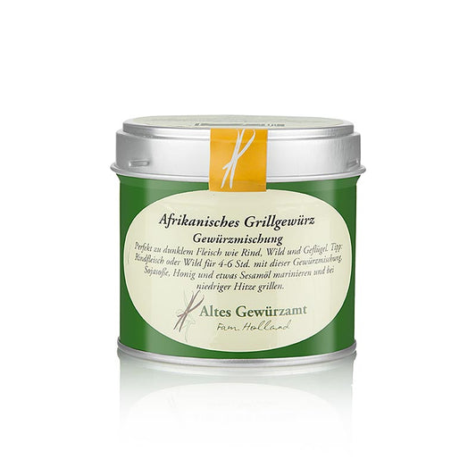 Afrikanisches Grillgewürz, Gewürzmischung, Altes Gewürzamt, 75 g - Eine aromatische Mischung mit Pfeffer, Orangenblüten, Zimt und Kardamom, perfekt zu dunklem Fleisch, Geflügel, Kohlgemüse und Weißkraut