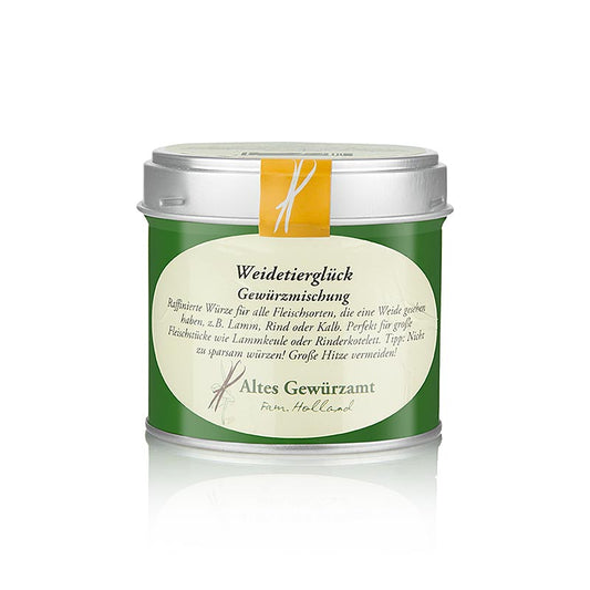 Gewürzmischung Weidetierglück von Altes Gewürzamt, 70 g - Raffinierte Würze für Fleisch von der Weide, zB Lamm, Rind oder Kalb, perfekt für große Fleischstücke wie Lammkeule oder Rinderkotelett Tipp: Nicht zu sparsam würzen, große Hitze vermeiden!