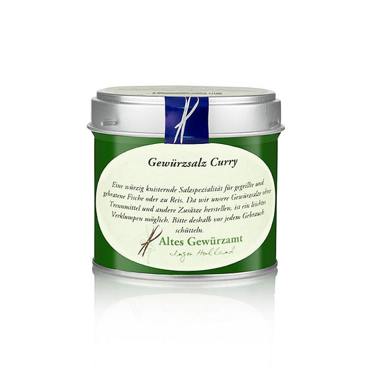 Gewürzsalz mit Curry, Altes Gewürzamt, 180 g - Eine Salzspezialität aus naturbelassenem Meersalz und feinen Currys für gegrillte und gebratene Fische oder zum Reis