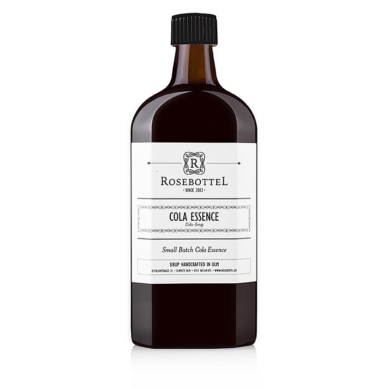 Flasche mit 500 ml Rosebottel Cola Essence (Essenz) Sirup, ideal zum Mischen von erfrischenden Getränken