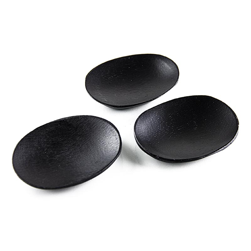 Bol réutilisable en bambou noir, ovale, 7,7x6,3cm, lavable au lave-vaisselle, 25 pcs