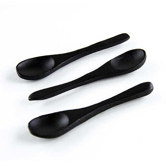 Cuillère à café réutilisable en bambou, noir, 9cm, lavable au lave-vaisselle, 10 pcs.