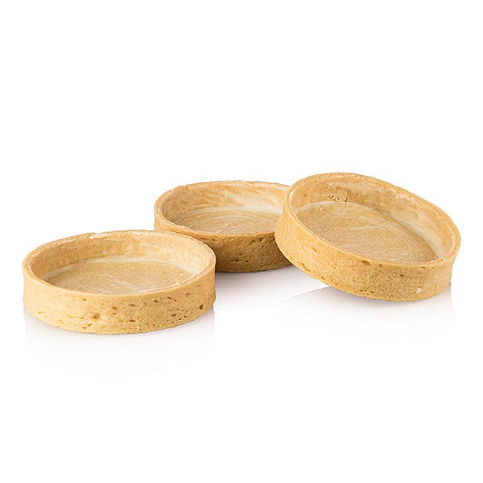 Knusprige Tartelettes aus Mürbeteig mit dünnem Fettschutz, ø 81x19mm h, 1,04 kg, 45 St