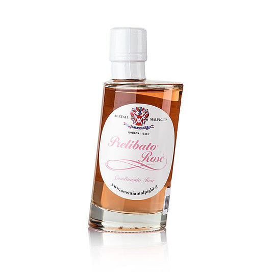 Balsamico Prelibato Rosé Condimento, mit Rosenaroma, 5 Jahre, Malpighi, 200 ml - ideal für Salate, Käse, herzhafte Kuchen, Fetabasis-Salate, essbare Blumen, Früchte, Mandel- und Minzprodukte zu verfeinern