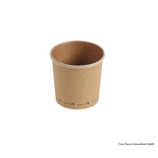 Einweg Naturesse Suppen Becher Kraft, 360ml, Zellulose + PLA, 500 St - Nachhaltige und umweltfreundliche Suppentassen aus kompostierbarem Material, ideal für Catering-Unternehmen und den Heimgebrauch