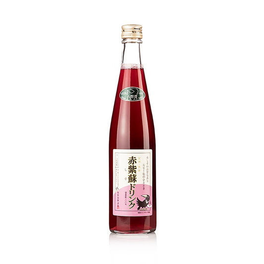 Getränk aus rotem Shiso und Pflaumensaft, 500 ml Flasche, erfrischend und aromatisch, ideal als Aperitif oder Digestif