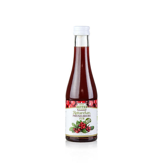 Preiselbeersaft, 100% Direktsaft, Obsthof Retter, BIO, 190 ml - Hochwertiger Bio-Natursaft aus erntefrischem Obst, hergestellt mit modernster Produktionstechnik