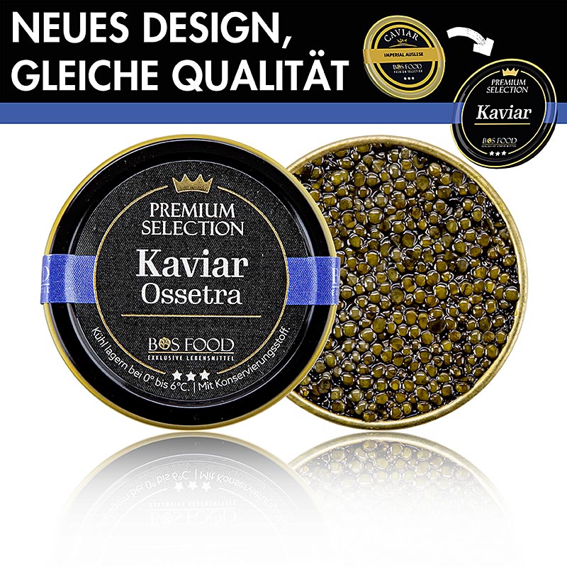 BOS FOOD Premium Selection - Caviar Ossetra/Osietra, Acipenser gueldenstaedtii, Chine, 30 g