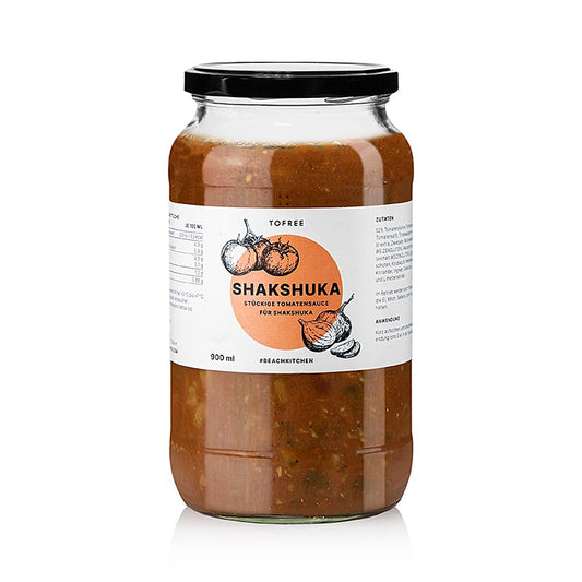 Shakshuka, Tomatensaucenbasis für die Eierspeise, TOFREE-north, 900 ml: Leckeres israelisches Gericht, das beliebter wird, mit rohen Eiern in Sauce, einfach zuzubereiten, für ein köstliches Frühstück mit frischem Fladenbrot, inspiriert von frischem Wind aus dem Norden