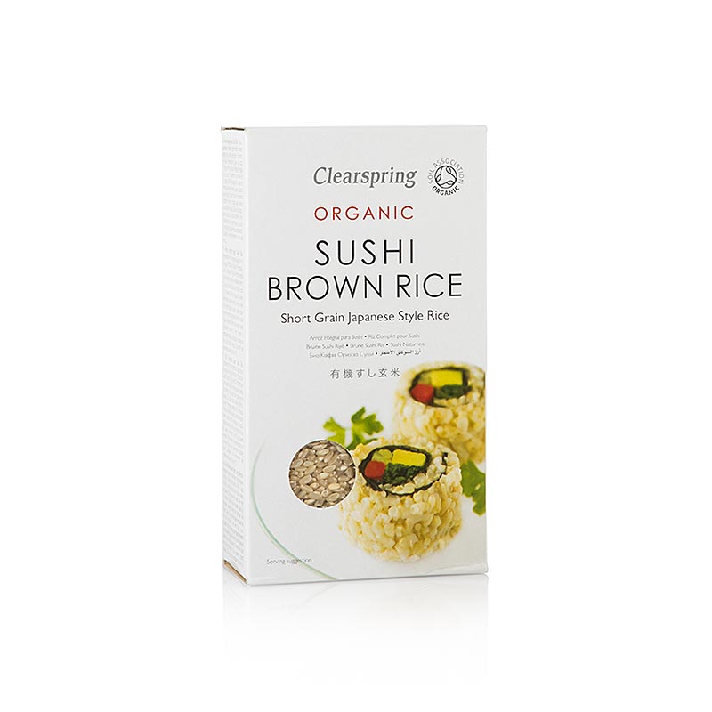 500 g pack of Clearspring Organic Brown Sushi Rice, brauner Sushi Reis, perfect for making delicious and healthy sushi dishes (English)