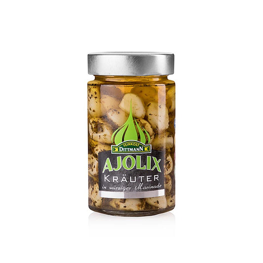 Ajolix Herbs, Ail en marinade aux herbes, Dittmann, 230 g