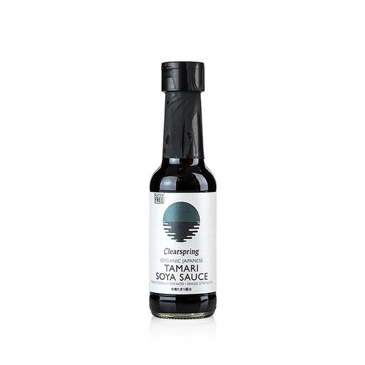Bio Japanische Tamari Sojasauce von Clearspring, hergestellt aus ganzen Sojabohnen und traditionell fermentiert und 9 Monate lang gereift in Japan