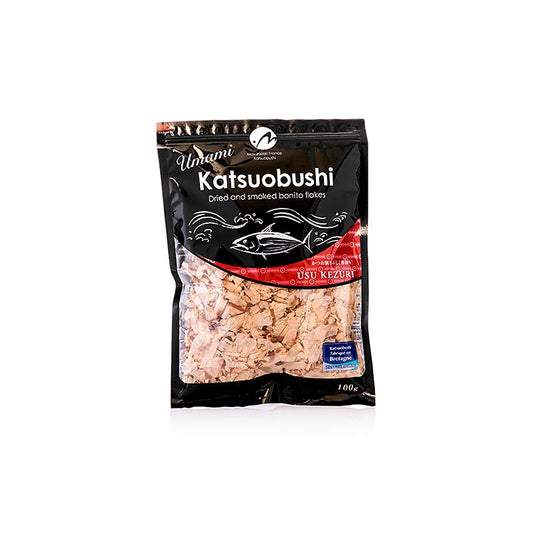 Katsuobushi - Bonito Flocken, Usukezuri, 100 g - Getrocknete und geräucherte Bonitoflocken, wichtige Zutat in der japanischen Küche, intensiver Umami-Geschmack, löst sich schnell auf, ideal als Geschmacksverstärker