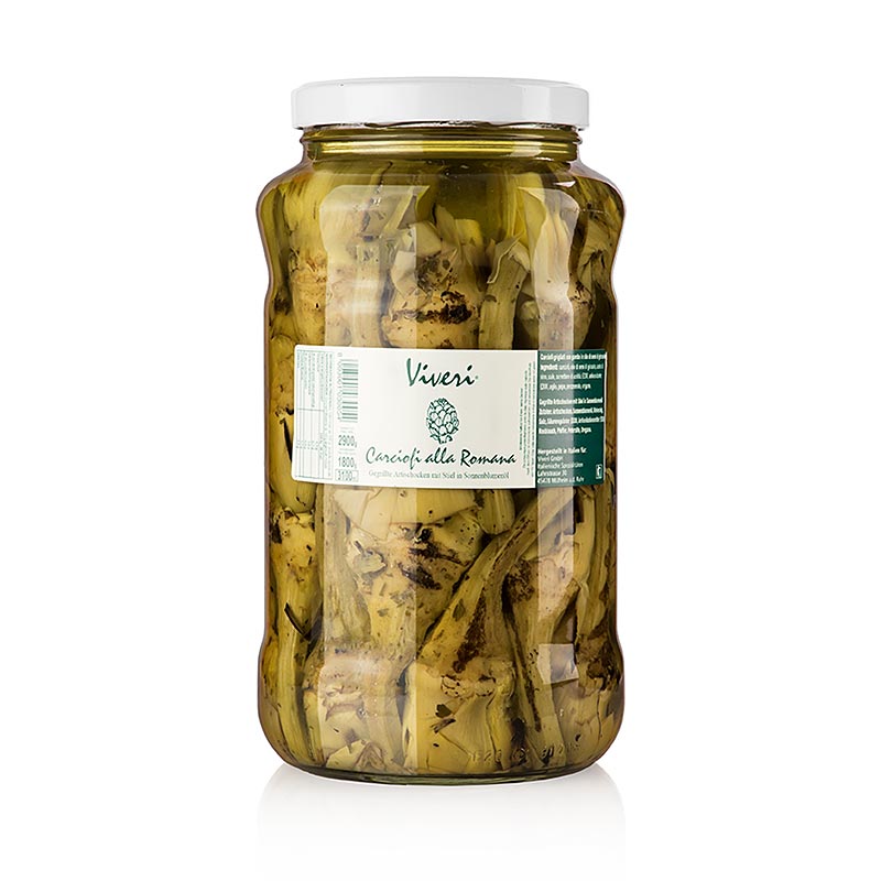 Eingelegte gegrillte Artischocken Romana mit Stiel in Sonnenblumenöl, Viveri, 2,9 kg