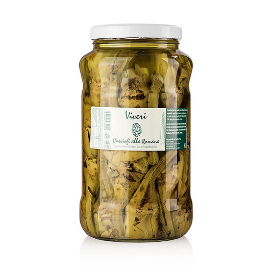 Eingelegte gegrillte Artischocken Romana mit Stiel in Sonnenblumenöl, Viveri, 2,9 kg