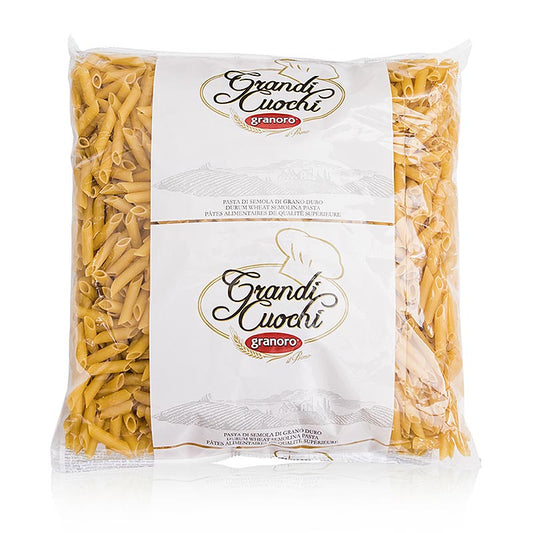 Eine Packung Granoro Penne Rigate, No103, 3 kg, hergestellt aus bestem Hartweizengrieß, ideal für Saucen und Nudelsalate