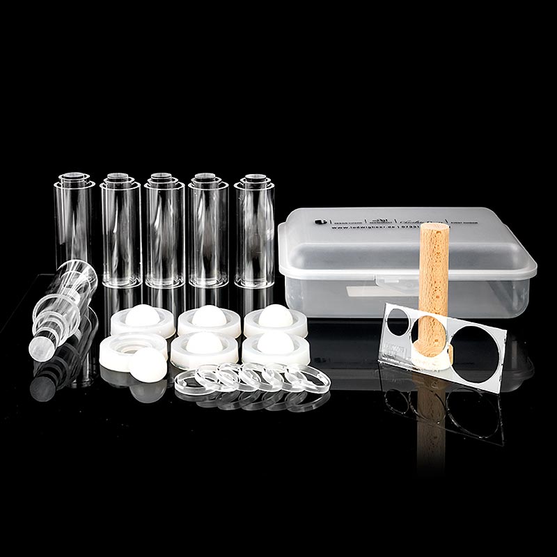 Fillini Maker 2020 Edition, 39-teilig, Cannelloni-Formen, Komplettset, 1 St - Set zur Herstellung von Cannelloni-Formen aus gelierten Flüssigkeiten, inklusive Grundplatten, Stäbe, Röhren, Einfüllkappen, Zentrierhilfen, Unmoldingset, Acryglas-Platte und Aufbewahrungsbox