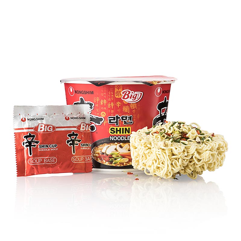 Instant Cup Nudeln Ramyun Shini Big Bowl, sehr scharf, Nong Shim, 114 g - Koreanische scharfe Ramen-Suppe, die nicht für Anfänger geeignet ist Empfohlen wird, ein Handtuch in greifbarer Nähe zu haben, um diese Suppe zu überleben