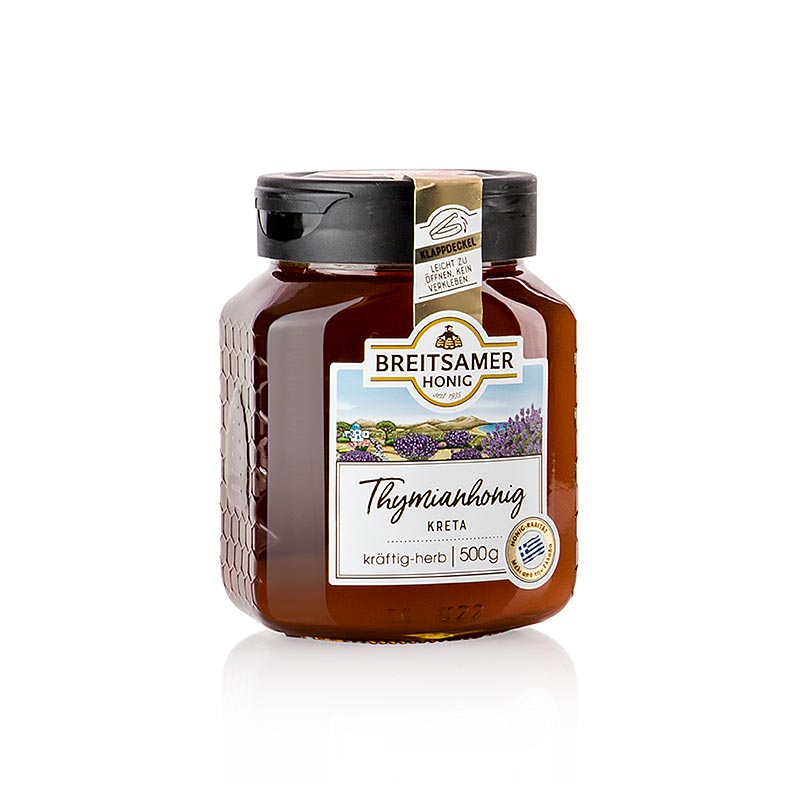 Honig Mediterraner Sommer von Breitsamer, 500 g, aromatisiert mit Thymian aus Kreta, perfekt für Frühstücksbrot und Süßspeisen, ein Geschmackserlebnis von Vielfalt und Verführung