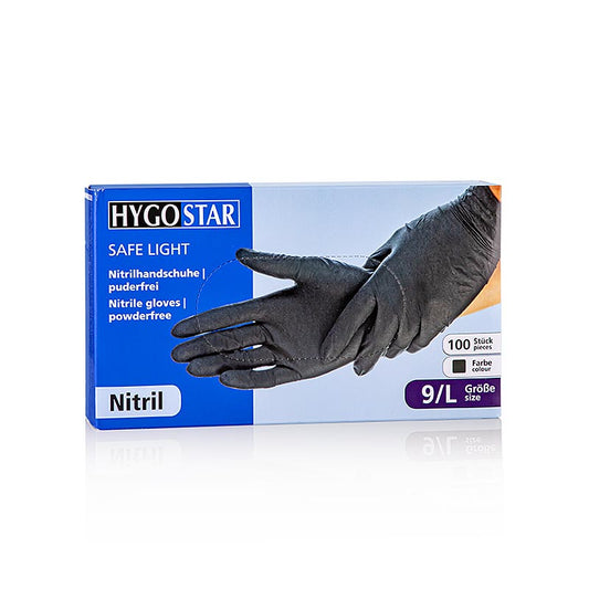 Gants jetables nitrile, noir, L, non poudrés, 100 pces