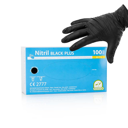Einweghandschuhe Nitril, Schwarz, Größe S, ungepudert, schützen vor Keimen und Verschmutzungen