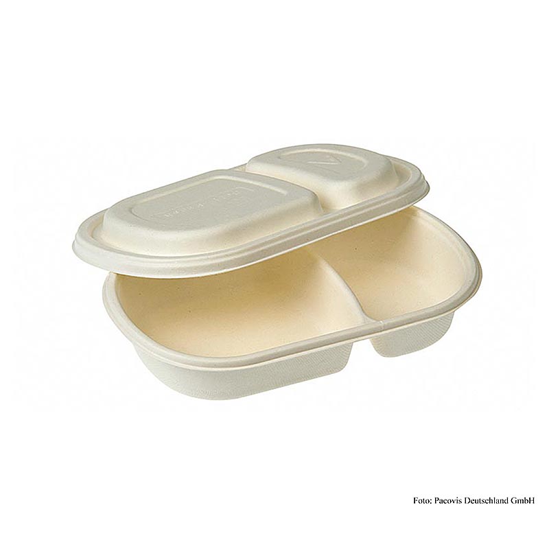 Einweg Naturesse Take Away Menü Schale 2tlg, mit Deckel, 240x154x40mm, 50 St - Einweggeschirr für einfaches und schnelles Grillen, mit Deckel zum Warmhalten von Essen, 240x154x40mm
