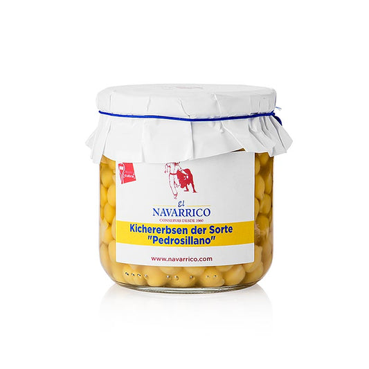 Kleine Kichererbsen Pedrosillano in Lake, Navarrico, 325 g - bereits gekocht und ideal für Püree, Eintöpfe, Salate und Beilagen Größe < 1 cm Durchmesser
