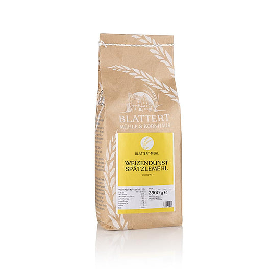 Doppelgriffiges Dunst-Weizenmehl für Spätzle und Strudel in 2,5 kg Packung von Blattert Mühle, ideal für vielseitige Backergebnisse